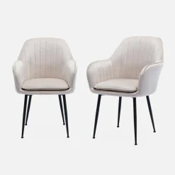 2er Set Samt Sessel mit Metallbeinen