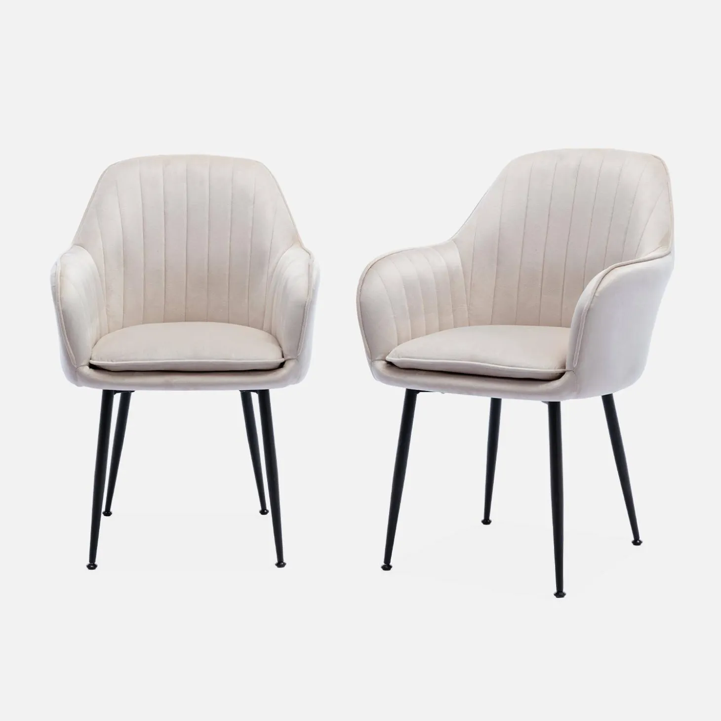 2er Set Samt Sessel mit Metallbeinen