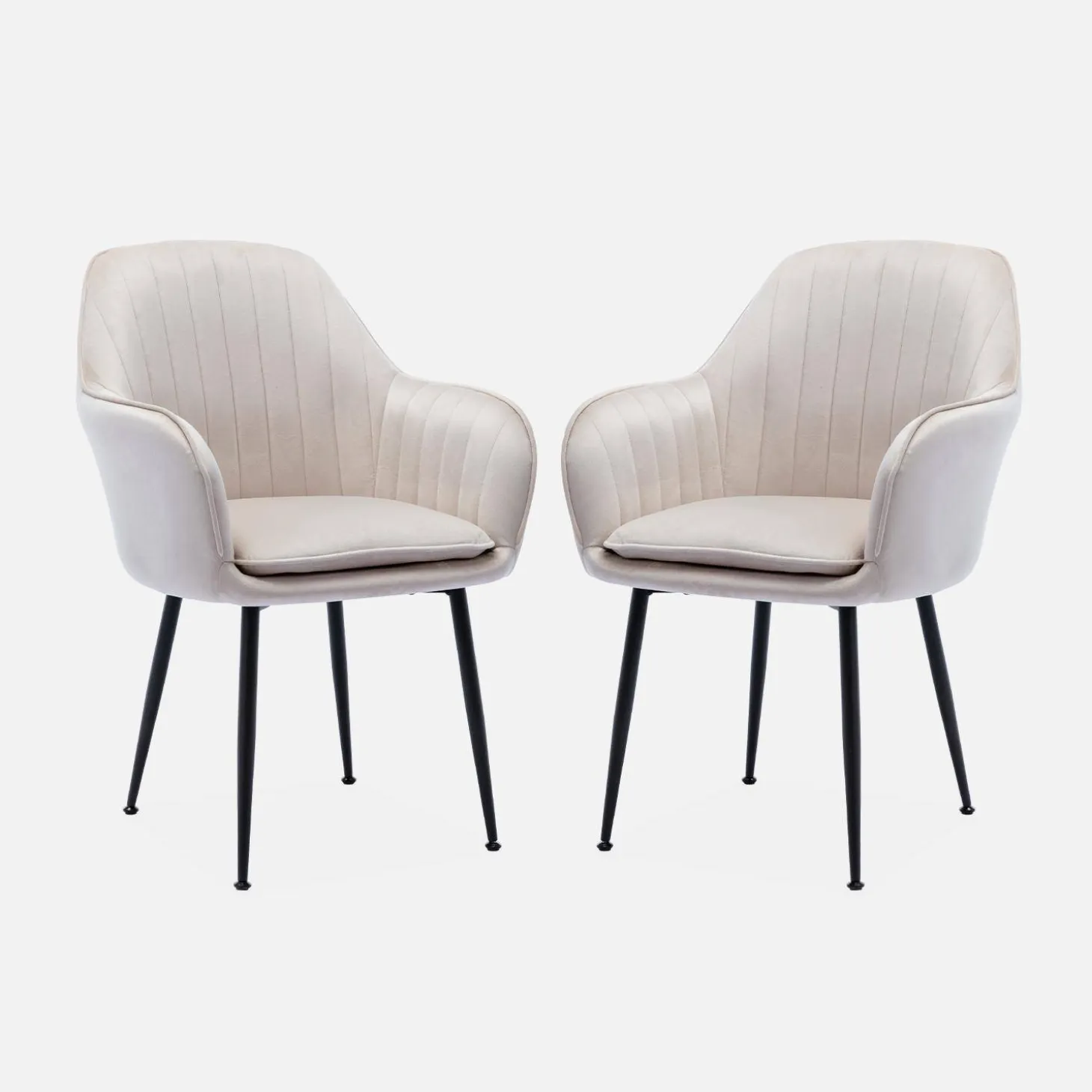 2er Set Samt Sessel mit Metallbeinen