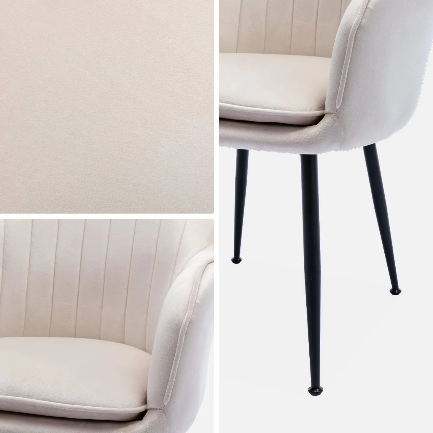 2er Set Samt Sessel mit Metallbeinen