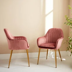 2er Set Samt Sessel mit Metallbeinen