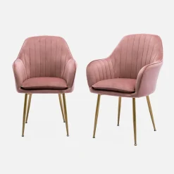 2er Set Samt Sessel mit Metallbeinen
