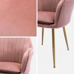 2er Set Samt Sessel mit Metallbeinen