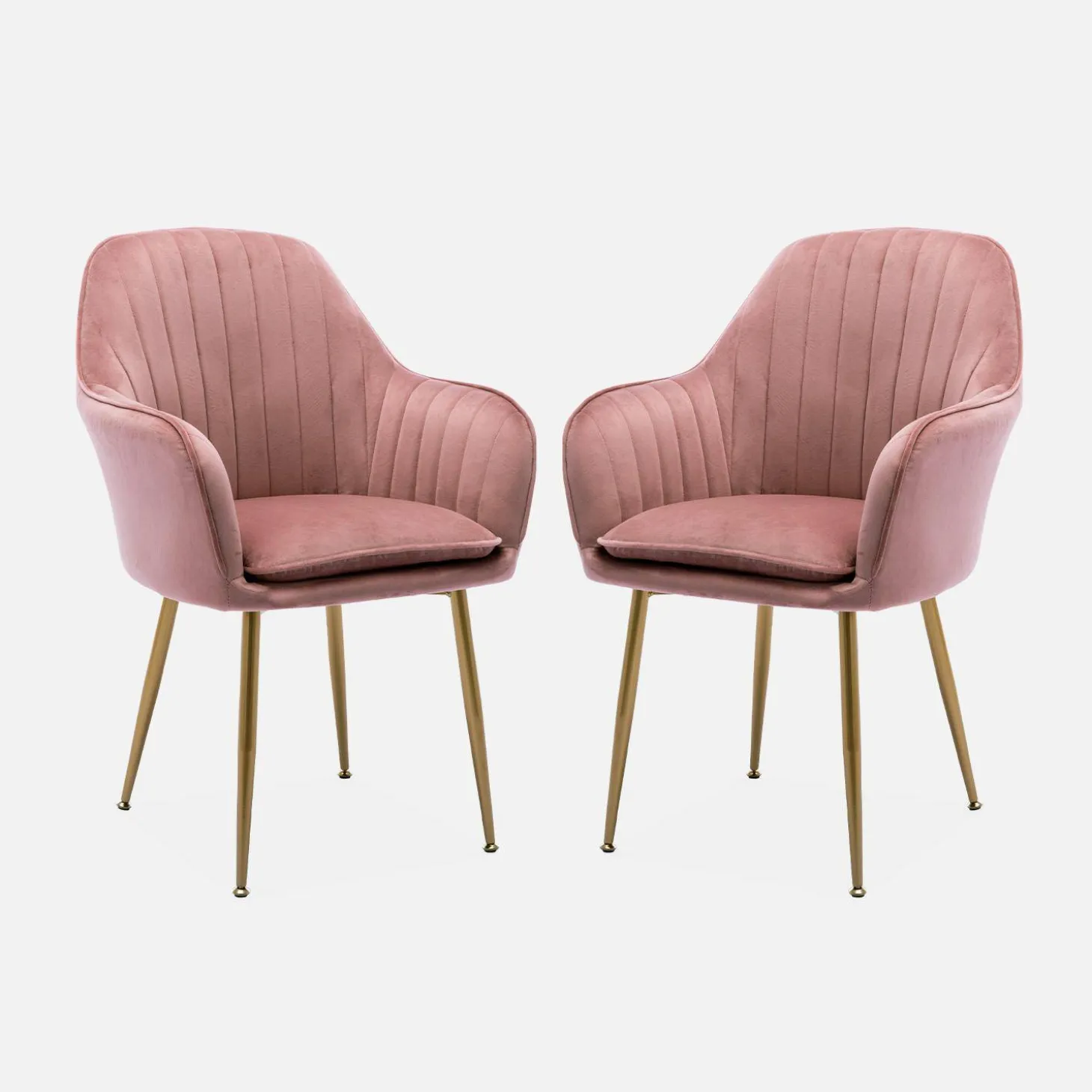 2er Set Samt Sessel mit Metallbeinen