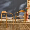 2er-Set Sessel aus Akazienholz mit Sitzfläche aus Polyrattan