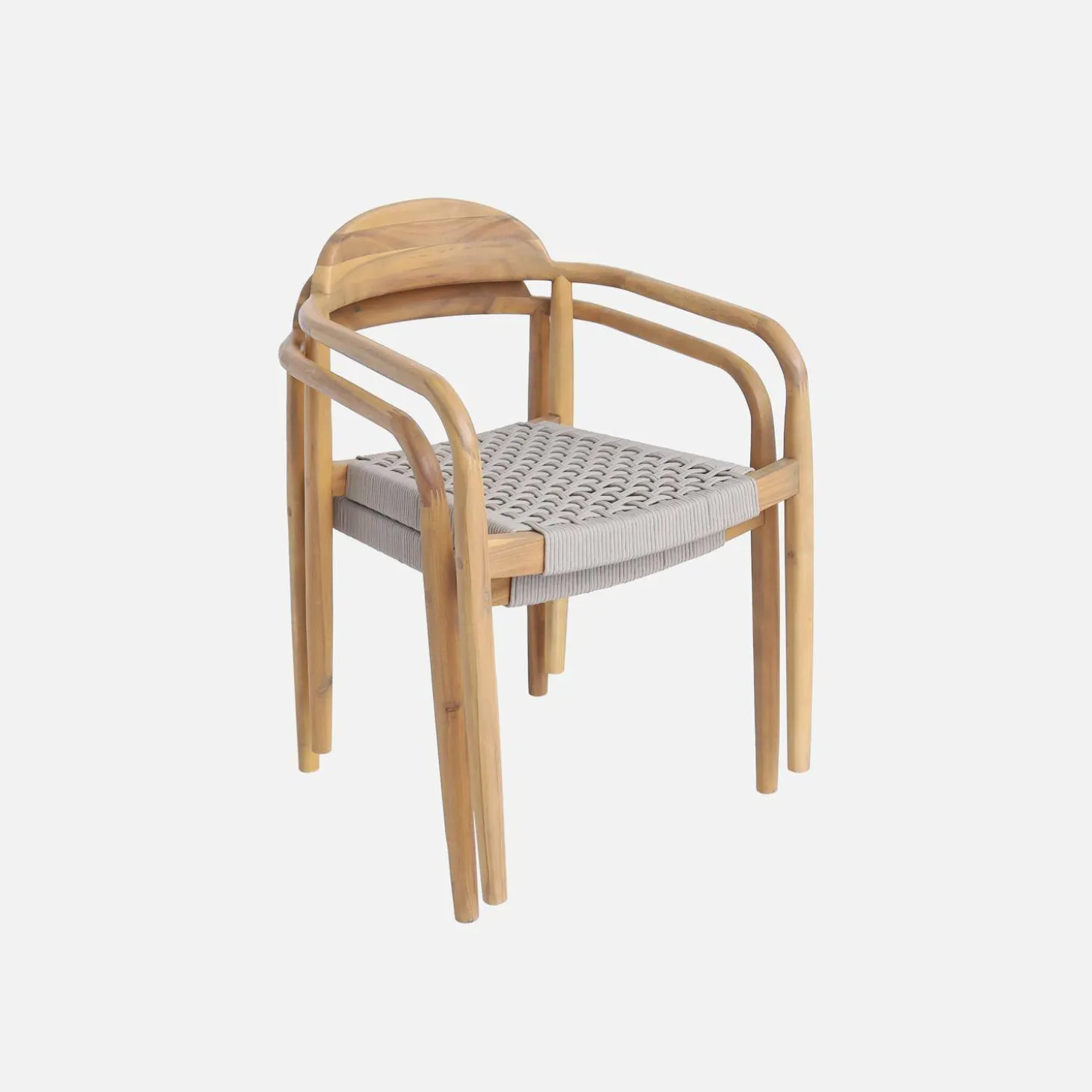 2er-Set Sessel aus Akazienholz mit Sitzfläche aus Polyrattan