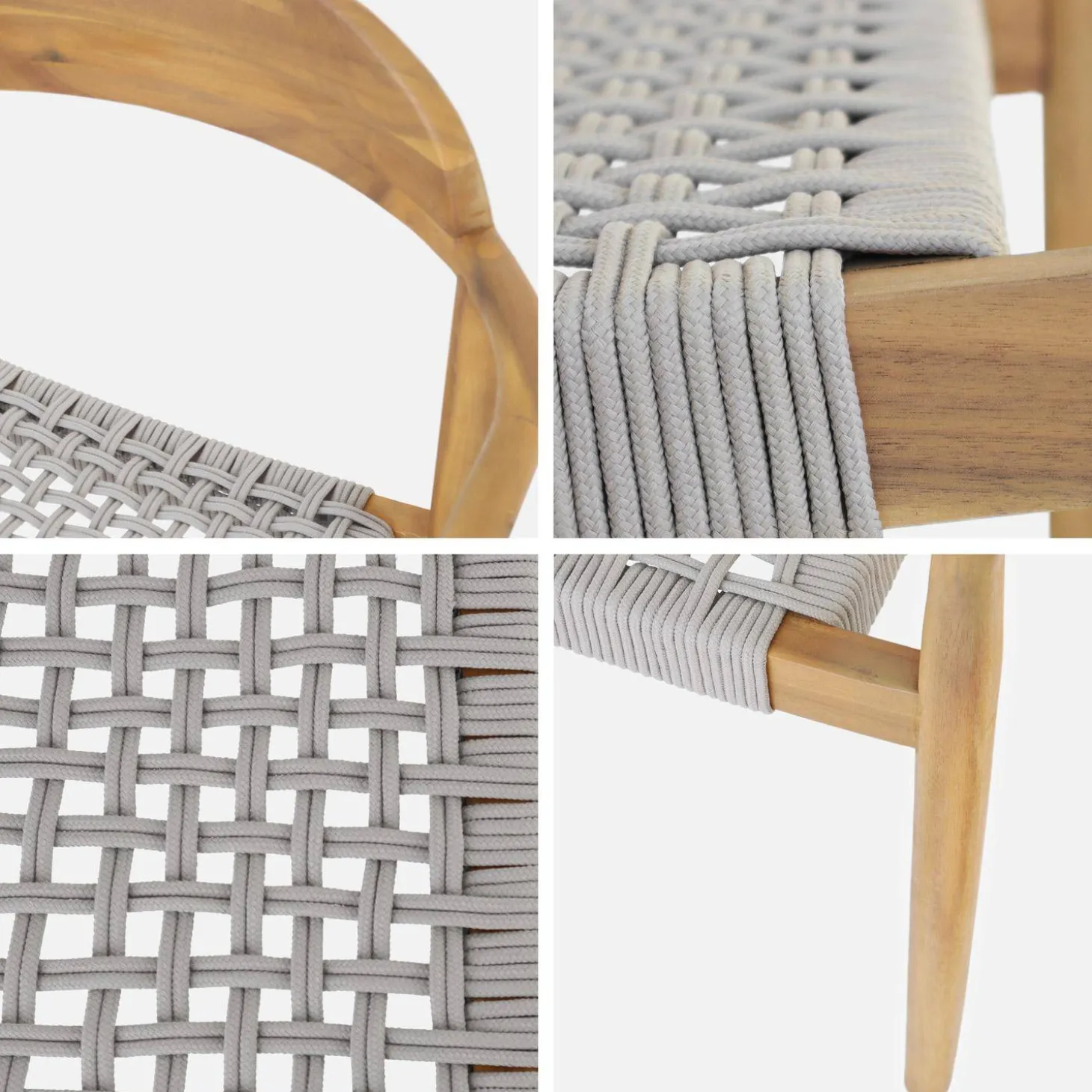 2er-Set Sessel aus Akazienholz mit Sitzfläche aus Polyrattan