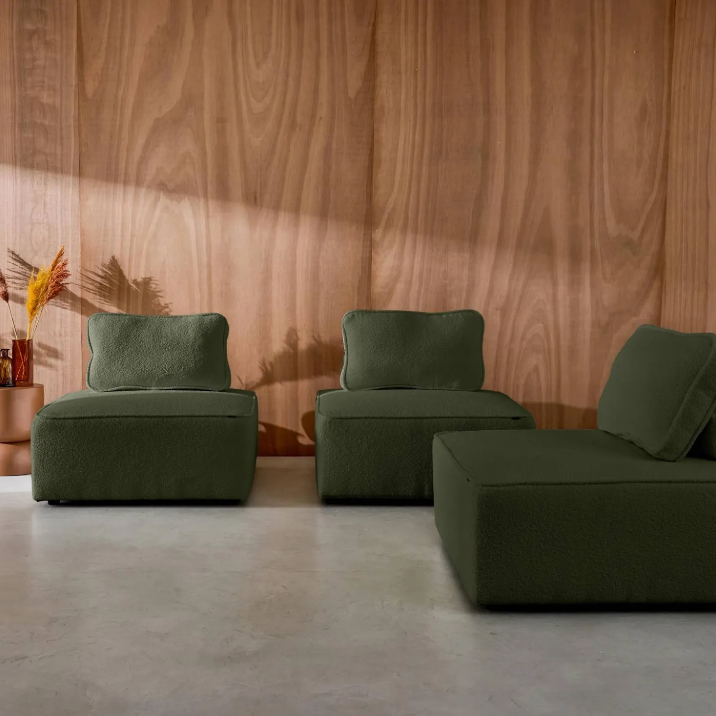 3er-Set Sessel Einsitzer für modulares Bouclé-Sofa