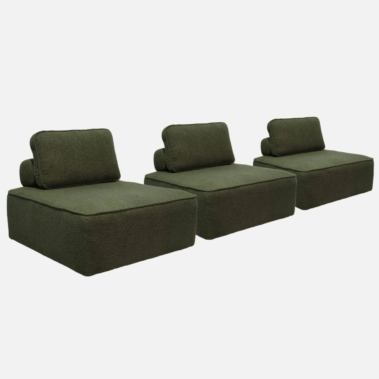 3er-Set Sessel Einsitzer für modulares Bouclé-Sofa