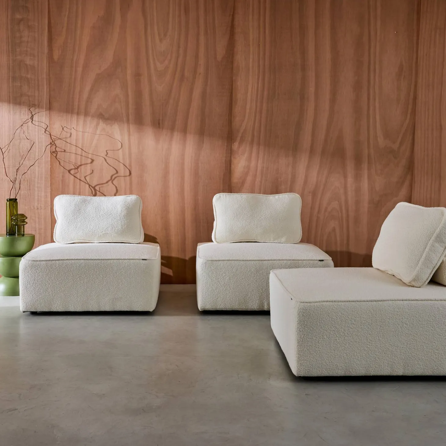 3er-Set Sessel Einsitzer für modulares Bouclé-Sofa
