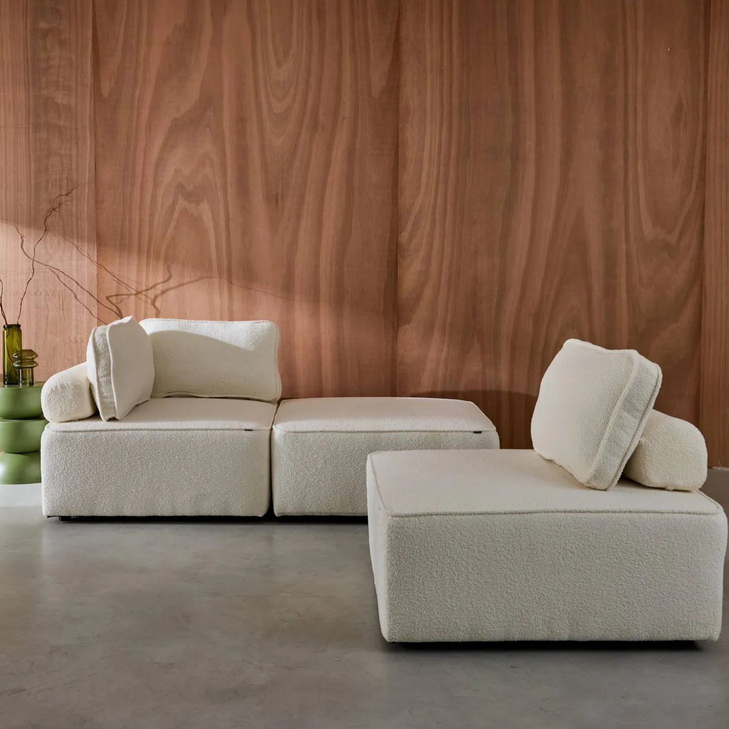 3er-Set Sessel Einsitzer für modulares Bouclé-Sofa