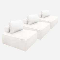 3er-Set Sessel Einsitzer für modulares Bouclé-Sofa