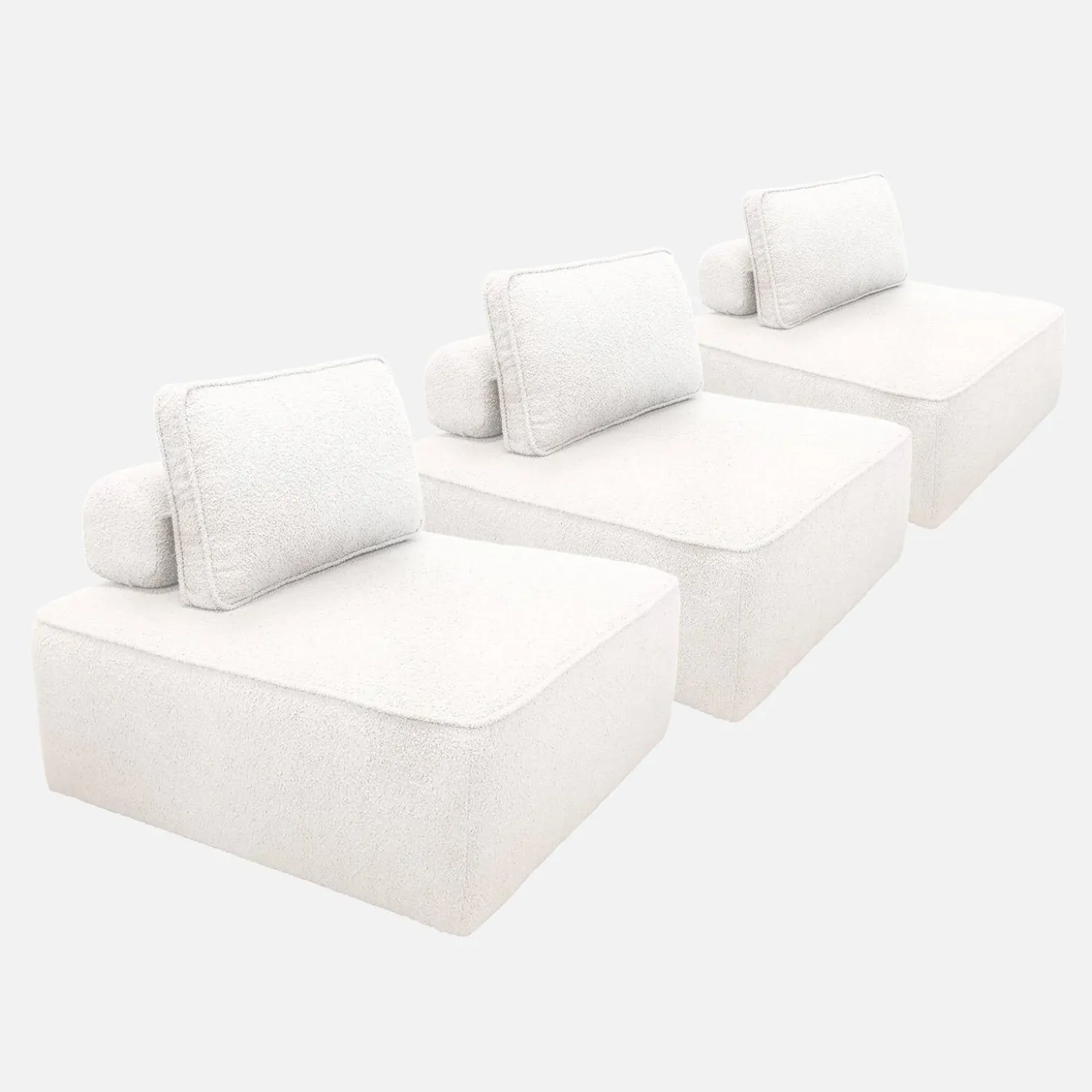 3er-Set Sessel Einsitzer für modulares Bouclé-Sofa