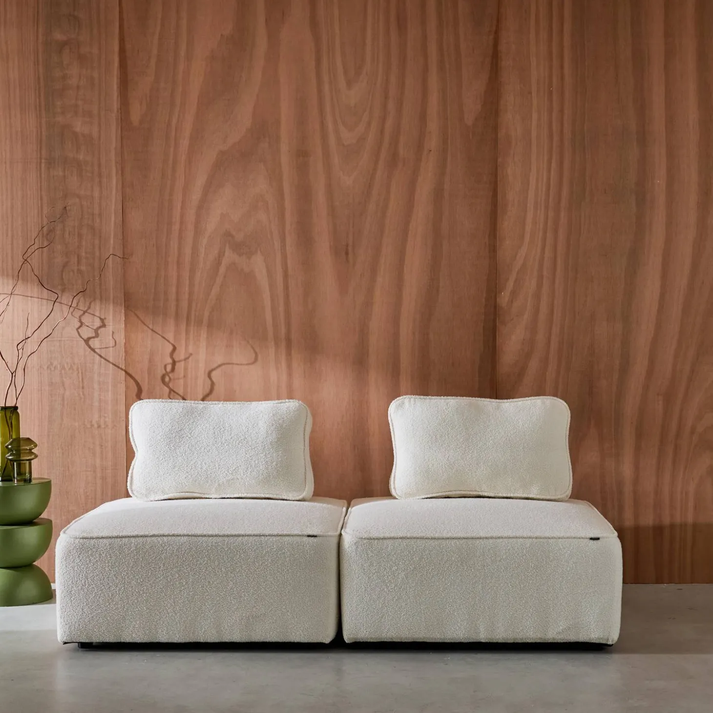2er-Set Sessel Einsitzer für modulares Bouclé-Sofa