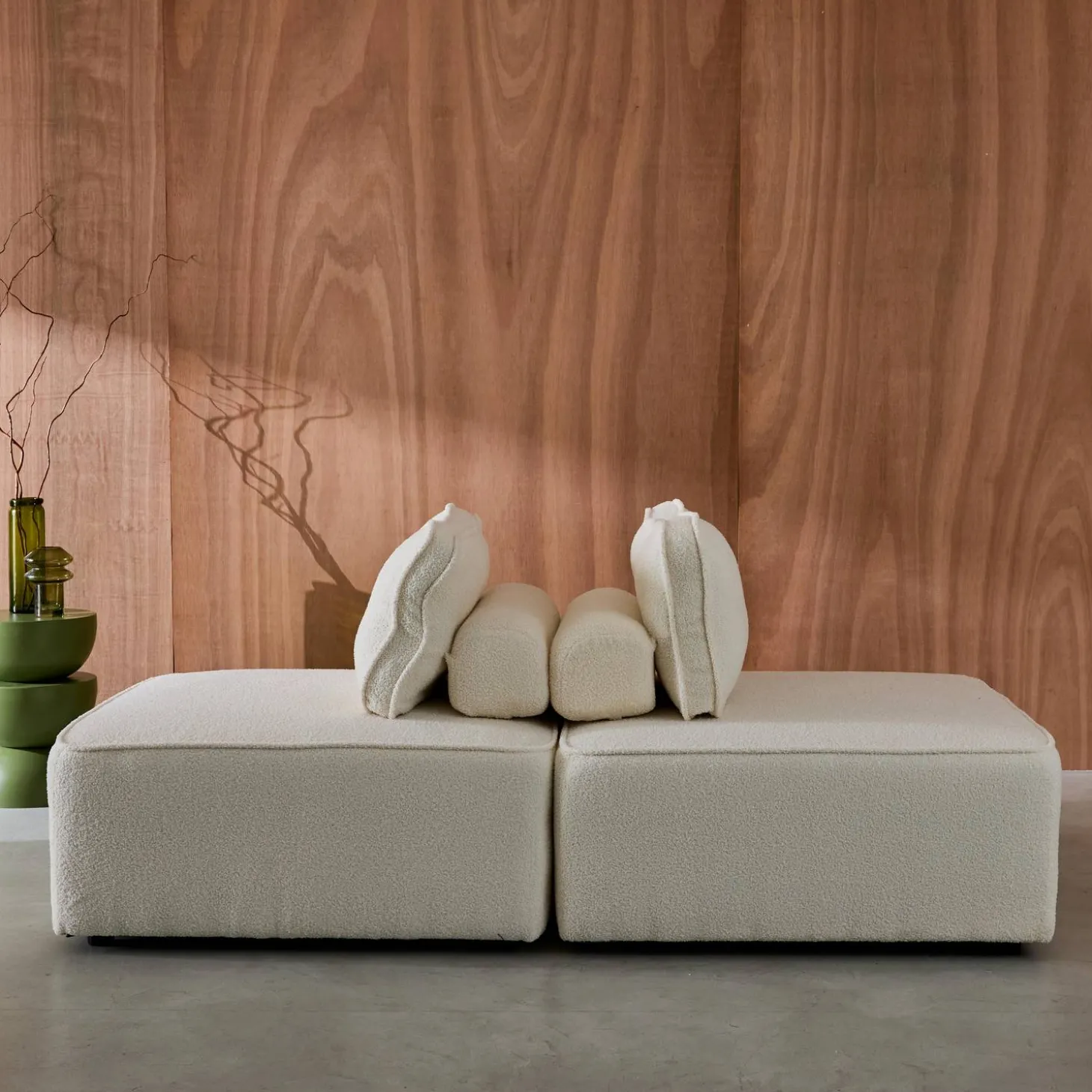 2er-Set Sessel Einsitzer für modulares Bouclé-Sofa