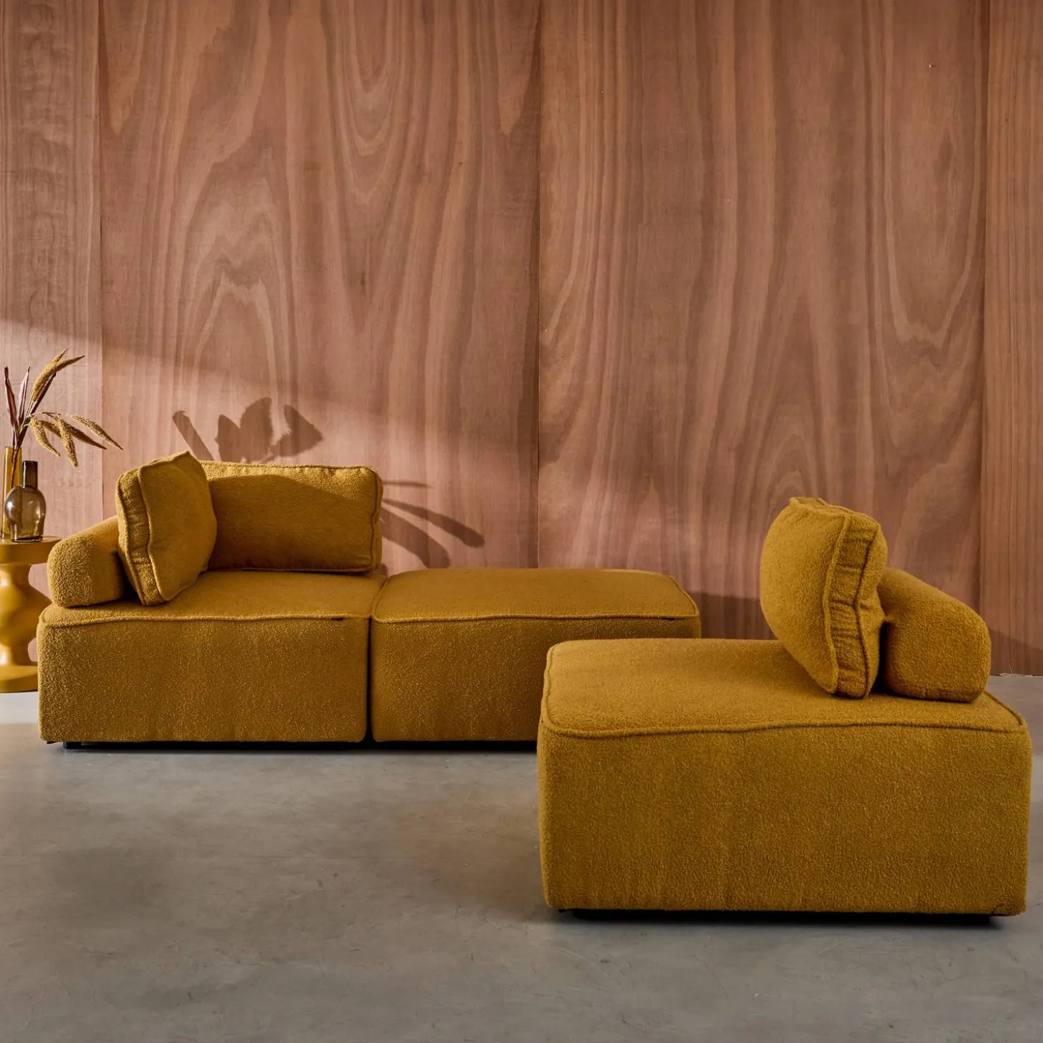 3er-Set Sessel Einsitzer für modulares Bouclé-Sofa