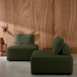 2er-Set Sessel Einsitzer für modulares Bouclé-Sofa