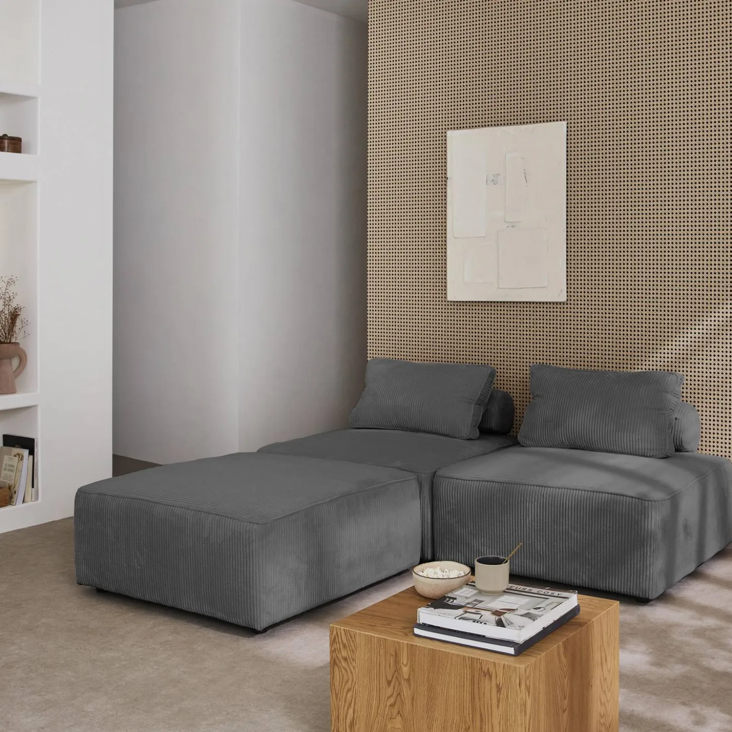 3er-Set Sessel für modulares Sofa Cordbezug