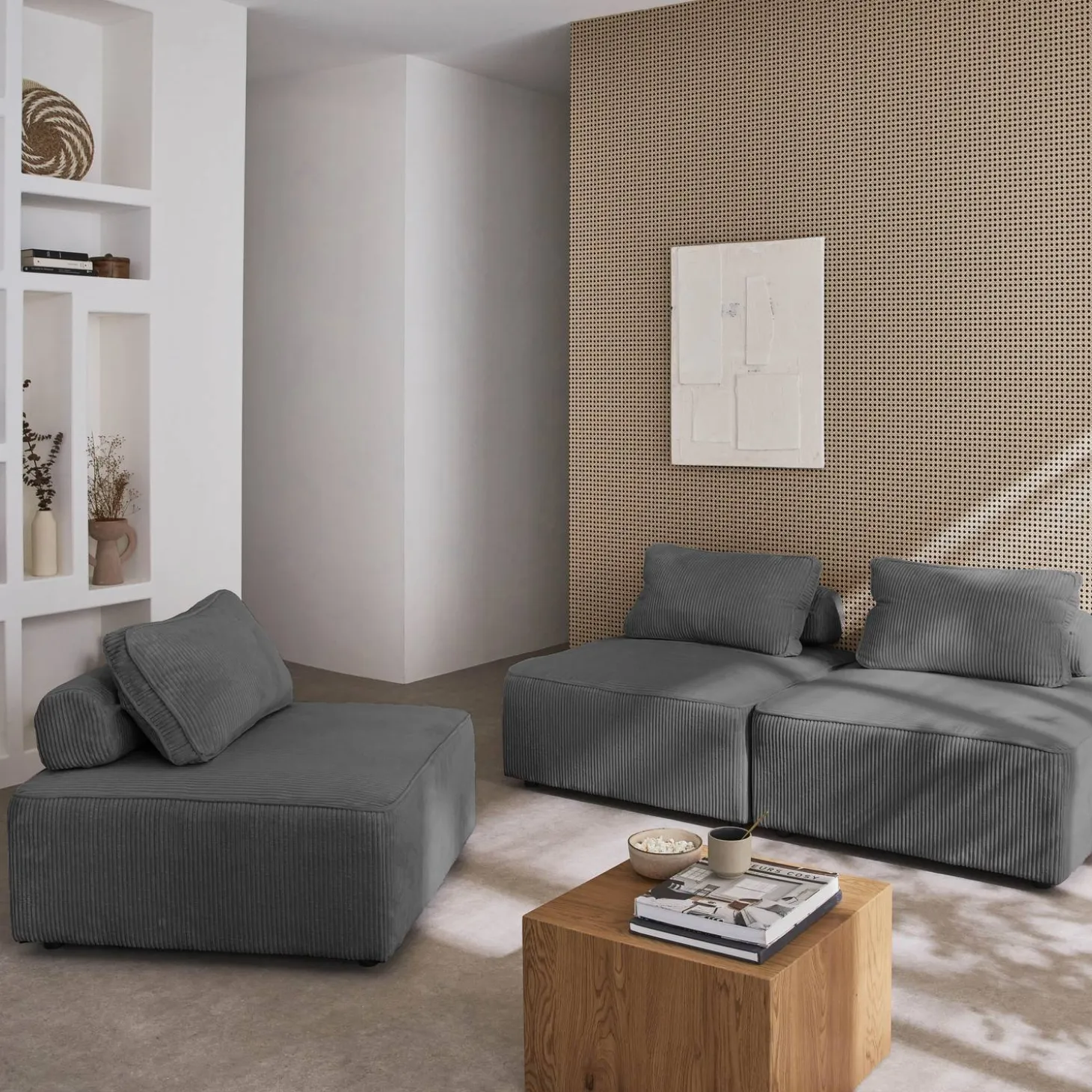 3er-Set Sessel für modulares Sofa Cordbezug