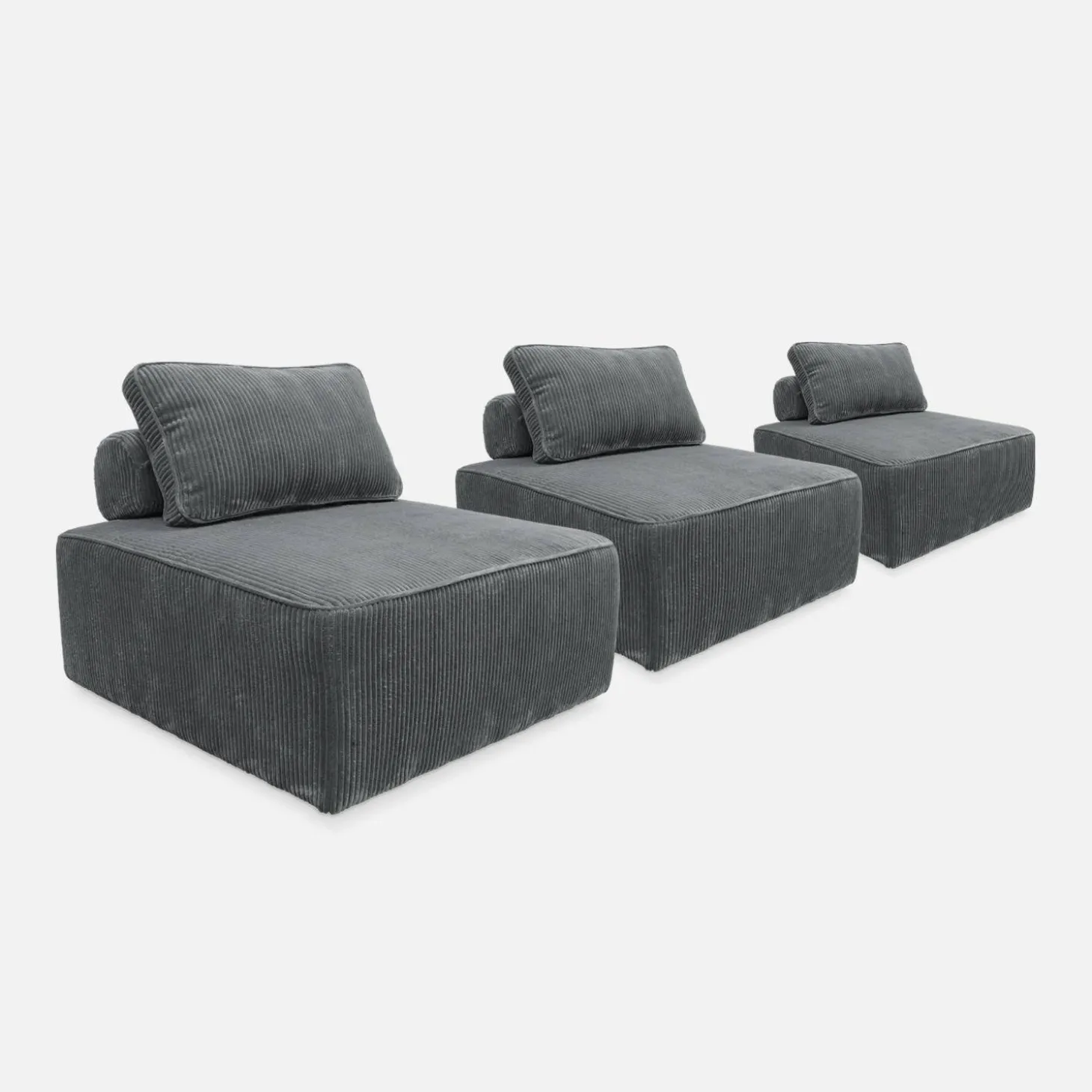 3er-Set Sessel für modulares Sofa Cordbezug