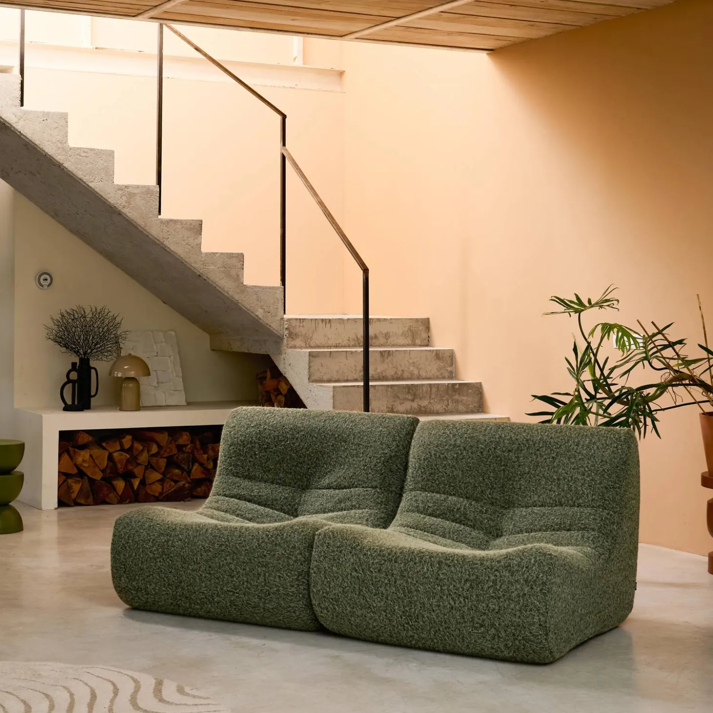 2er-Set Sessel mit Bezug im Alpaka-Look