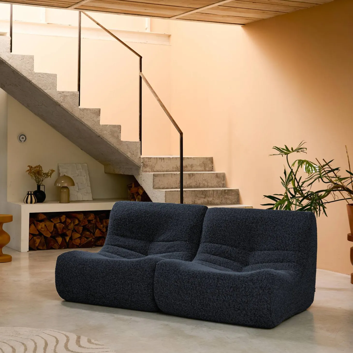 2er-Set Sessel mit Bezug im Alpaka-Look