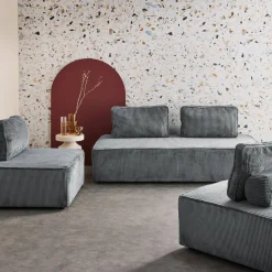 2er-Set Sessel und 2-Sitzer Sofa mit Cordbezug