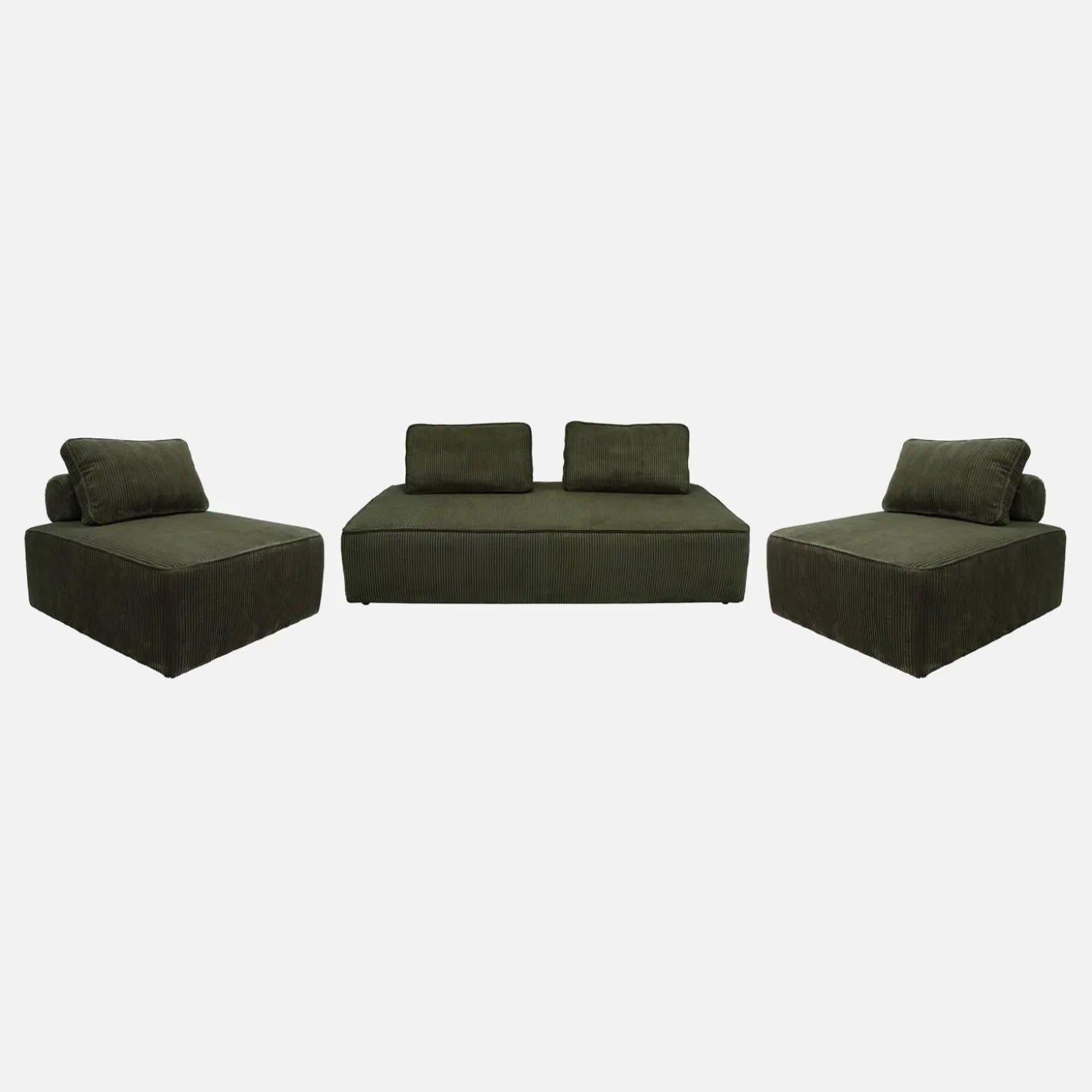 2er-Set Sessel und 2-Sitzer Sofa mit Cordbezug
