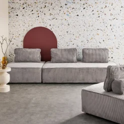 2er-Set Sessel und 2-Sitzer Sofa mit Cordbezug