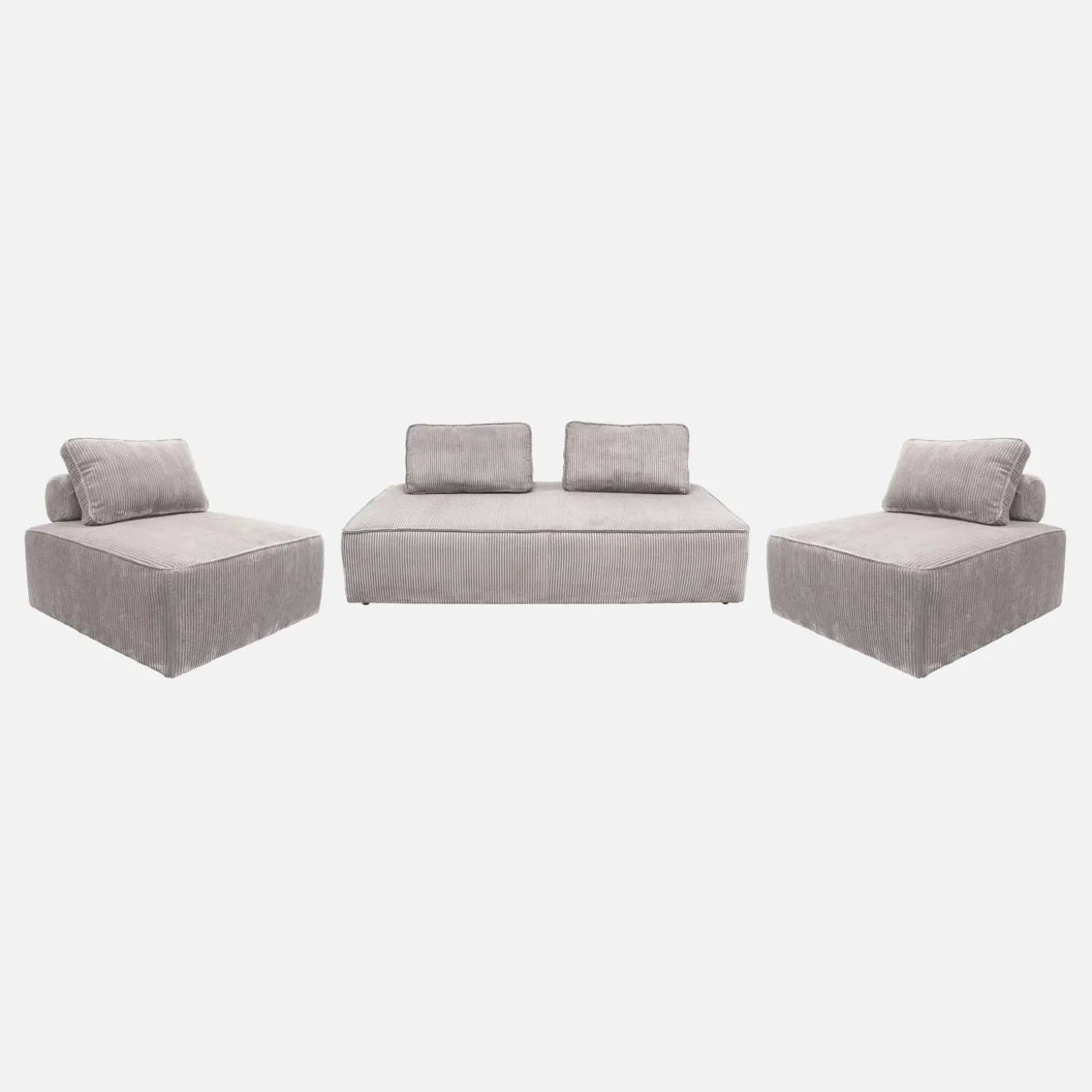 2er-Set Sessel und 2-Sitzer Sofa mit Cordbezug