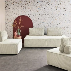 2er-Set Sessel und 2-Sitzer Sofa mit Cordbezug