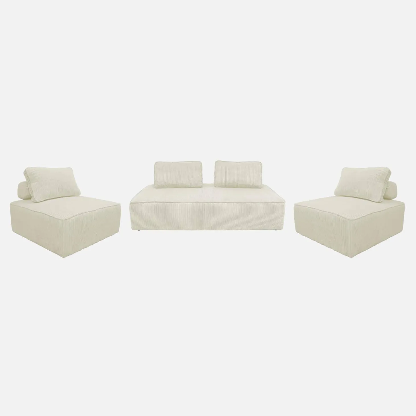 2er-Set Sessel und 2-Sitzer Sofa mit Cordbezug