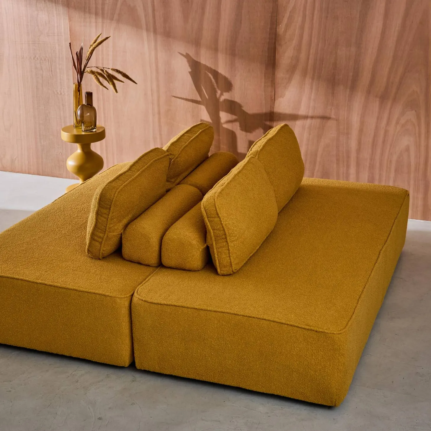 2er-Set 2-Sitzer Sofas mit Bouclé-Bezug für ein modulares Sofa