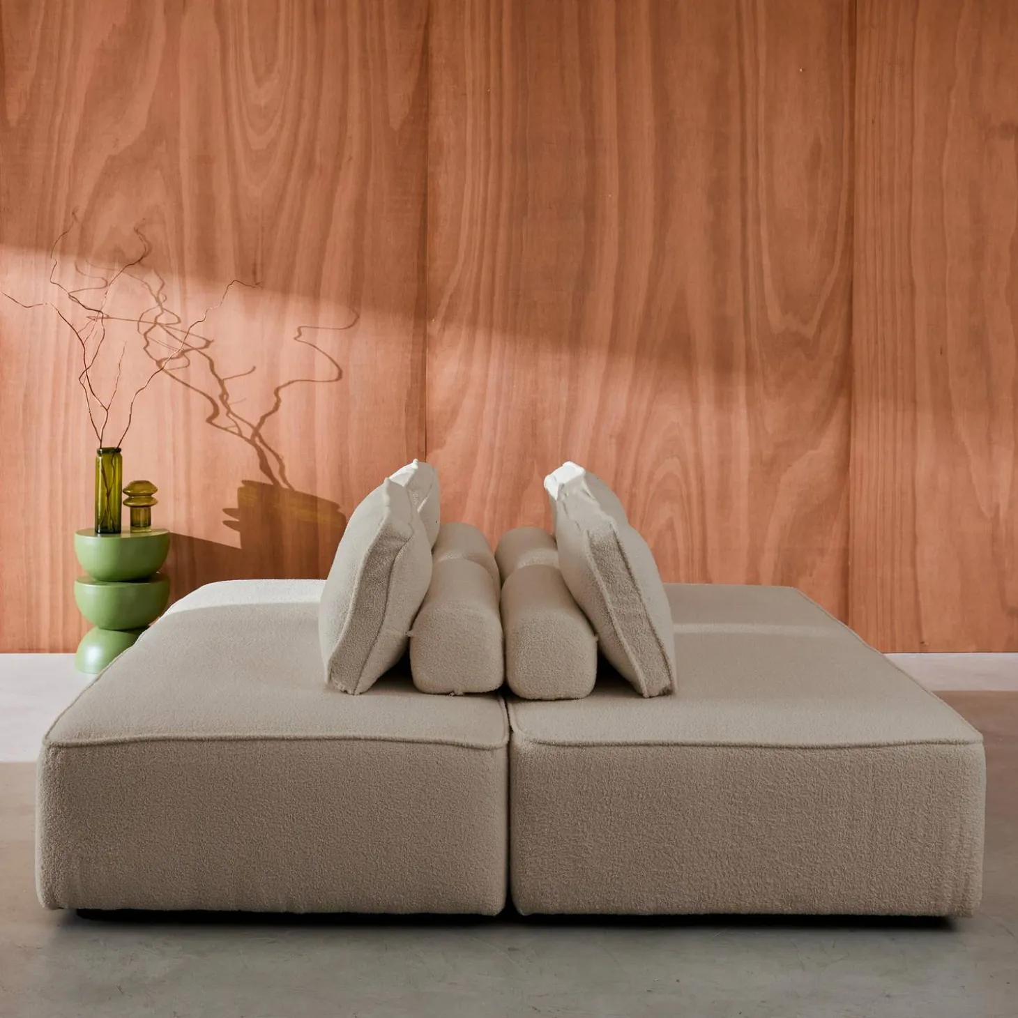 2er-Set 2-Sitzer Sofas mit Bouclé-Bezug für ein modulares Sofa