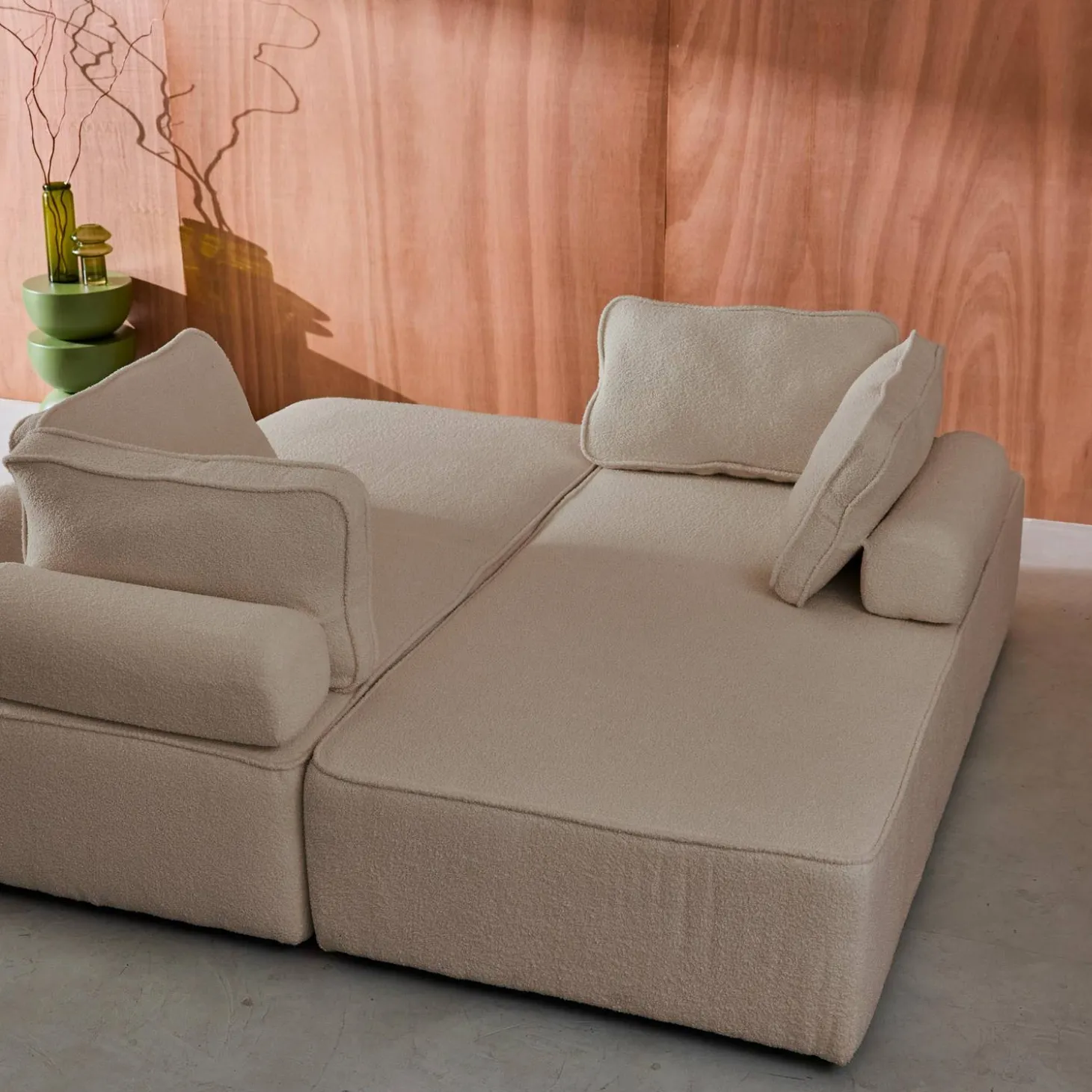 2er-Set 2-Sitzer Sofas mit Bouclé-Bezug für ein modulares Sofa
