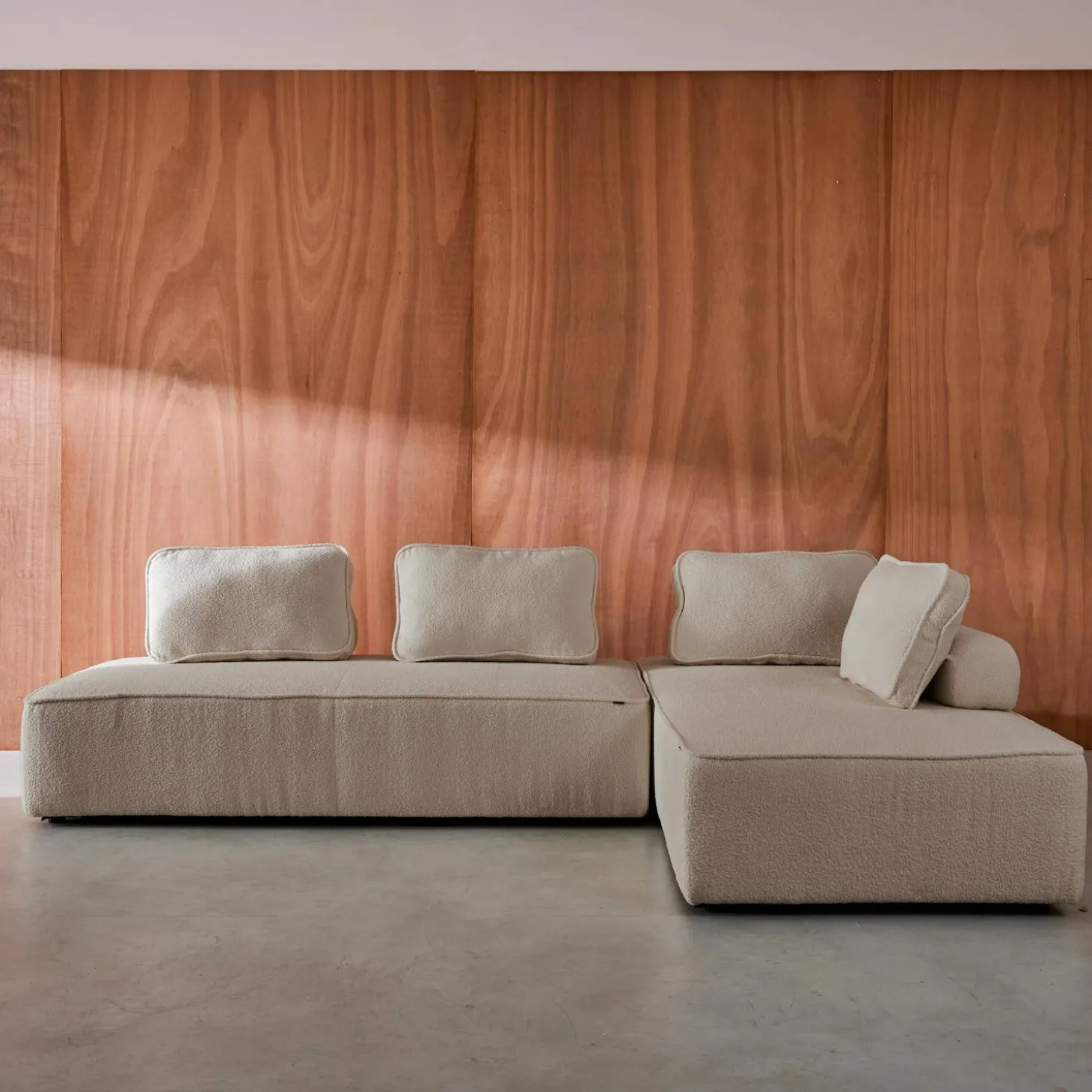 2er-Set 2-Sitzer Sofas mit Bouclé-Bezug für ein modulares Sofa