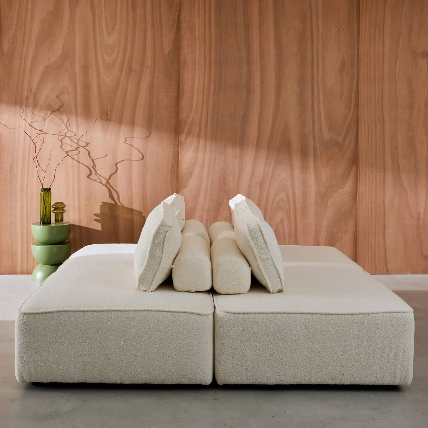 2er-Set 2-Sitzer Sofas mit Bouclé-Bezug für ein modulares Sofa