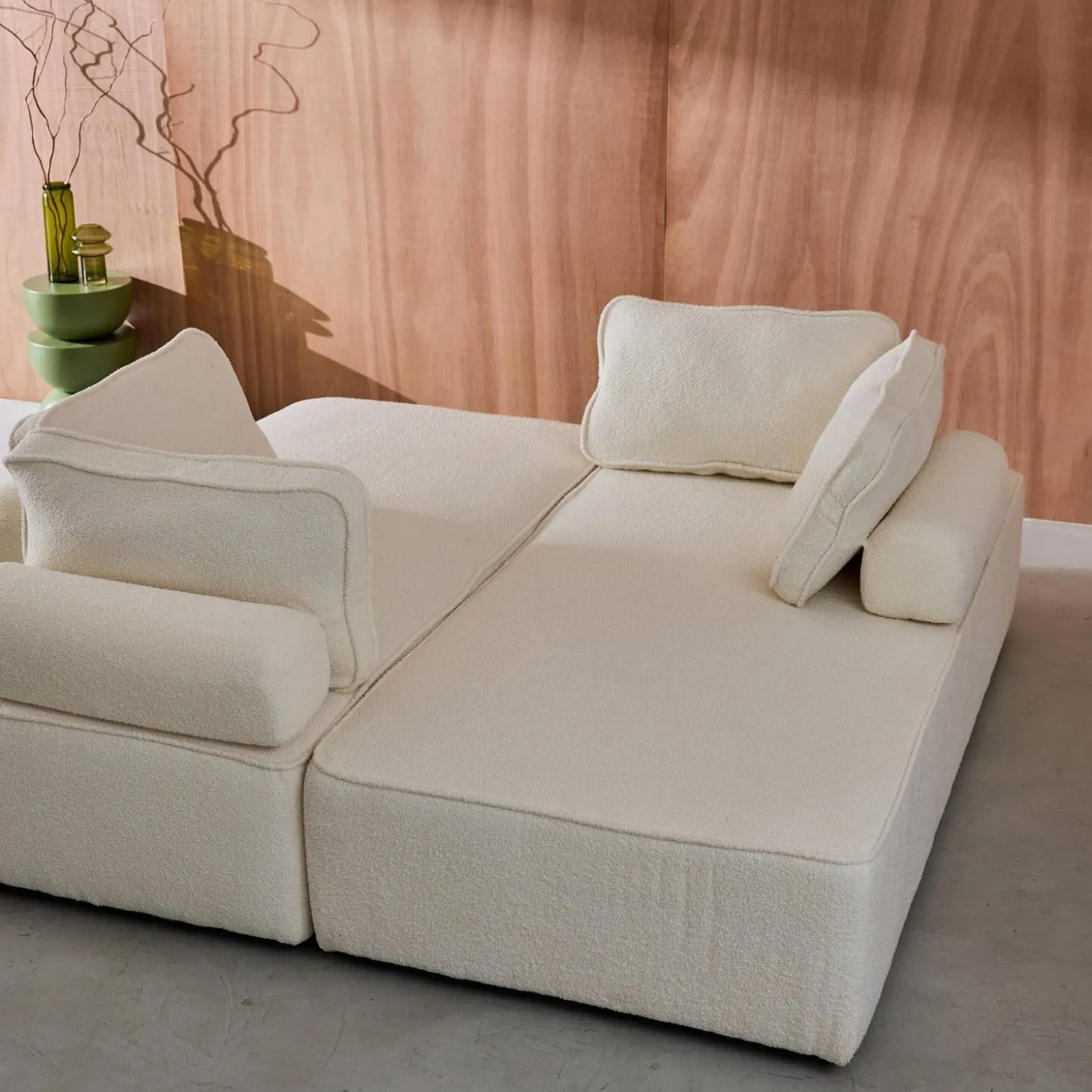 2er-Set 2-Sitzer Sofas mit Bouclé-Bezug für ein modulares Sofa