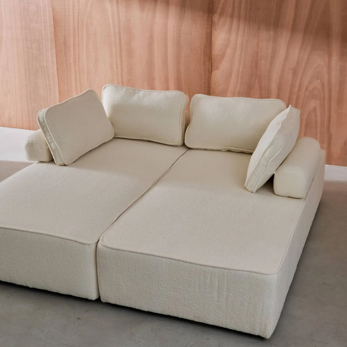 2er-Set 2-Sitzer Sofas mit Bouclé-Bezug für ein modulares Sofa