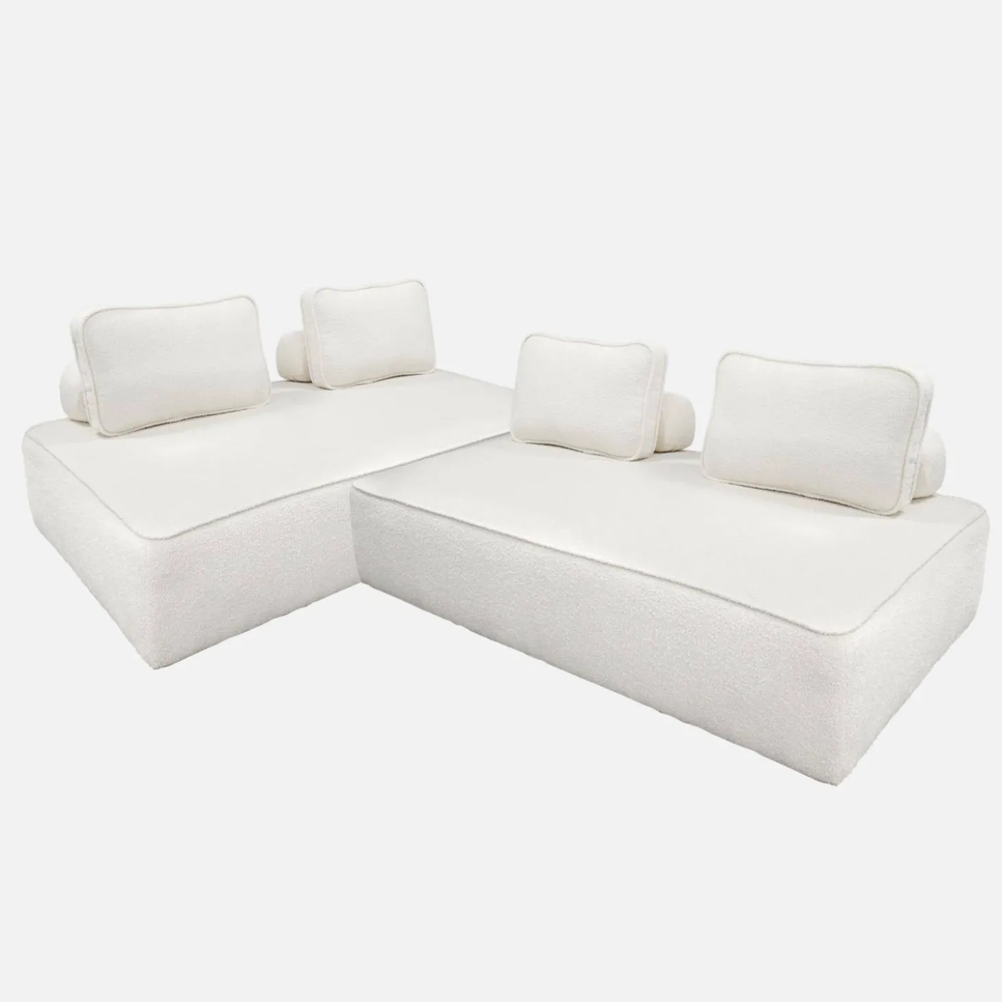 2er-Set 2-Sitzer Sofas mit Bouclé-Bezug für ein modulares Sofa
