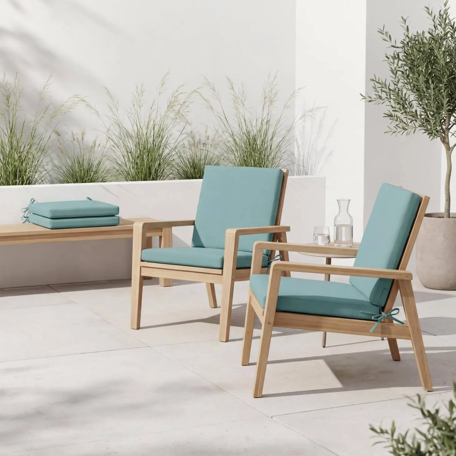 4er-Set Sitzkissen für Gartenstühle