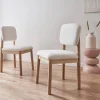 2er-Set skandinavische Stühle aus Hevea-Holz mit Bouclé-Bezug