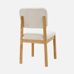2er-Set skandinavische Stühle aus Hevea-Holz mit Bouclé-Bezug