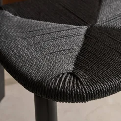 2er-Set skandinavische Stühle Heveaholz und Seilbespannung