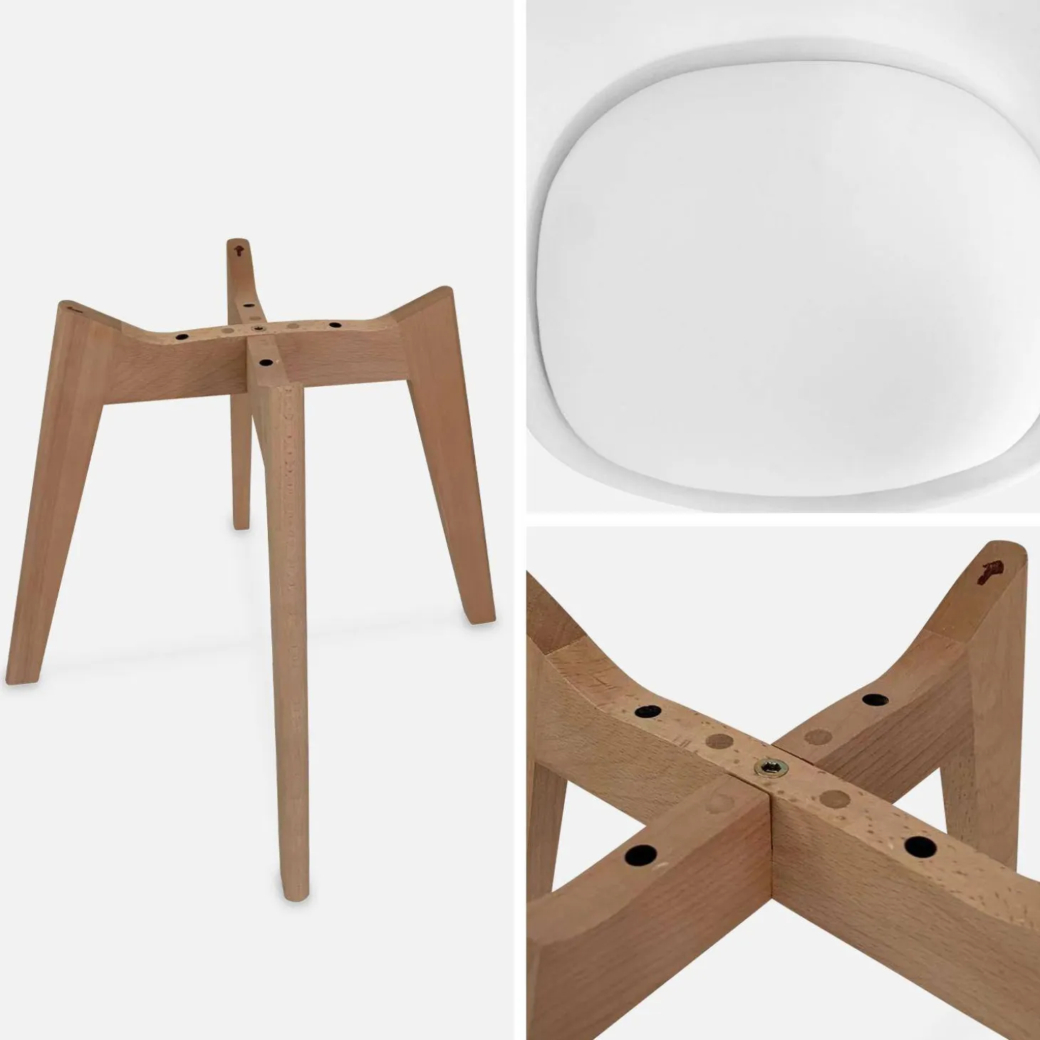 4er-Set skandinavische Stühle mit Holzbeinen