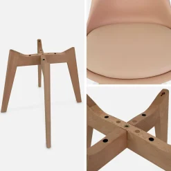 4er-Set skandinavische Stühle mit Holzbeinen