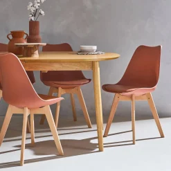 4er-Set skandinavische Stühle mit Holzbeinen