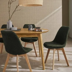 4er-Set skandinavische Stühle mit Holzbeinen