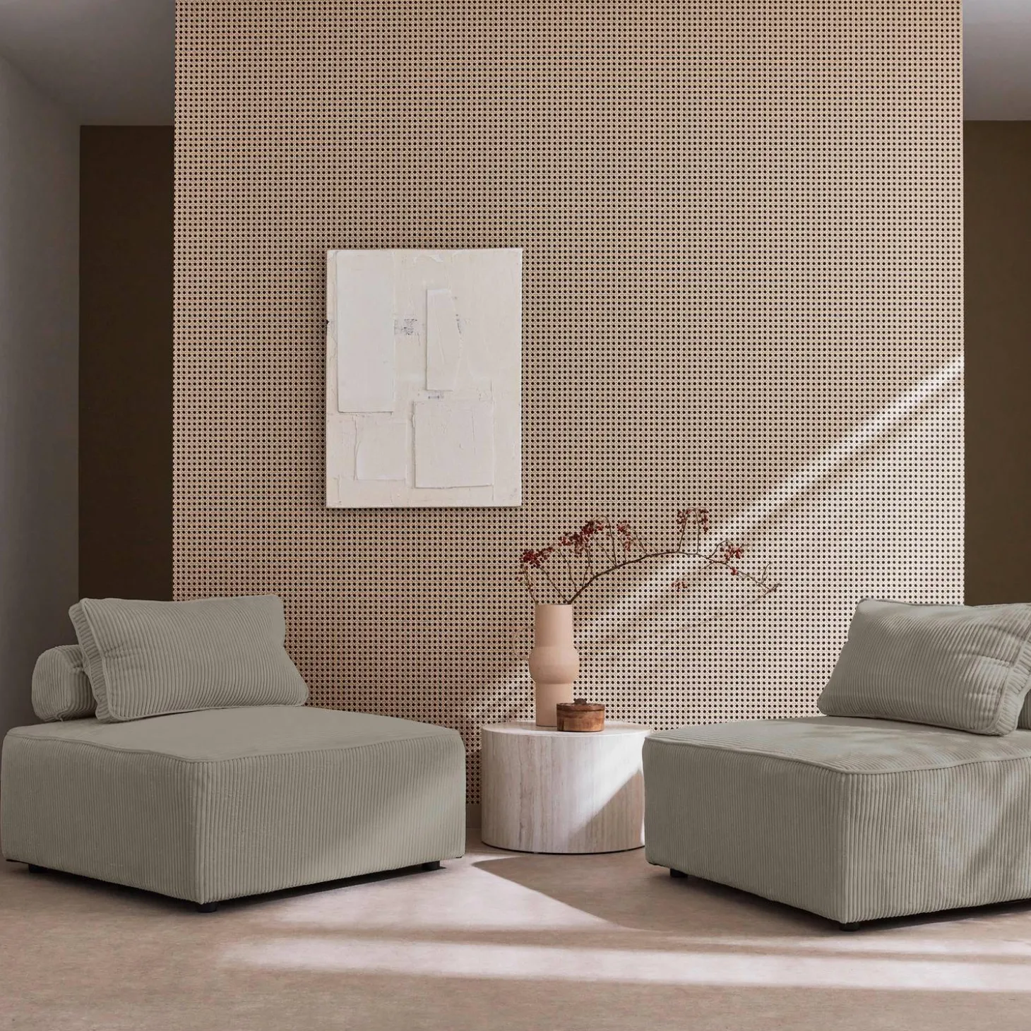 2er-Set Sofa-Modul-Sessel mit Cordbezug
