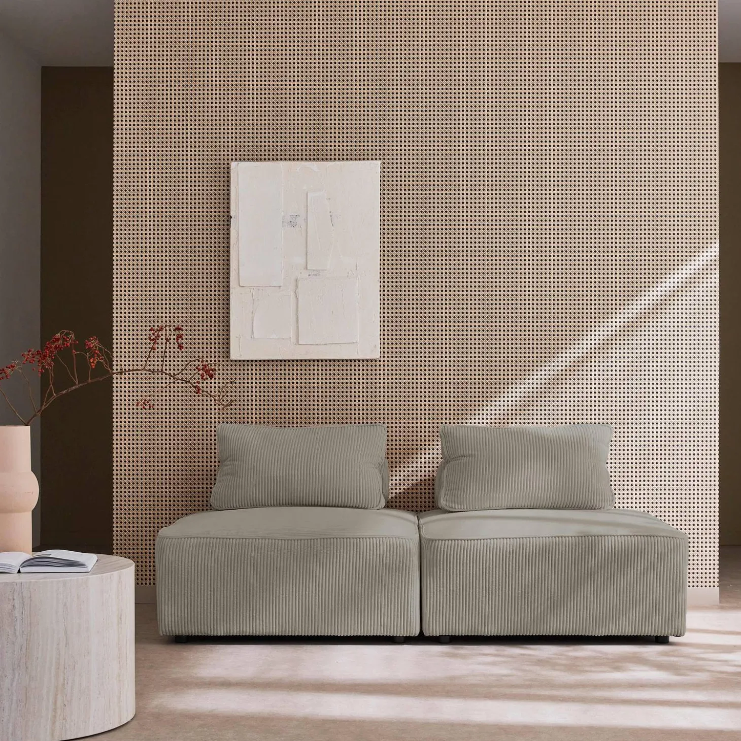 2er-Set Sofa-Modul-Sessel mit Cordbezug